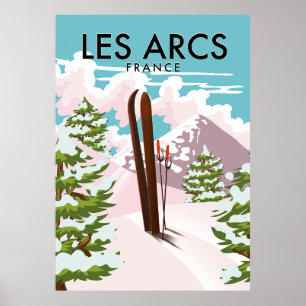 Les Arcs Frankreich Reise Skifahren Poster
