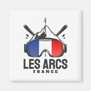 Les Arcs Frankreich Skigebiet Retro Skifahren Magnet