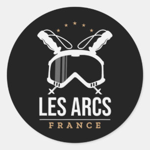 Les Arcs Frankreich Skigebiet Vintage Skifahren Sn Runder Aufkleber