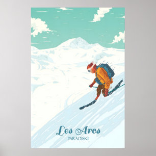 Les Arcs Skigebiet Reiseplakat Poster