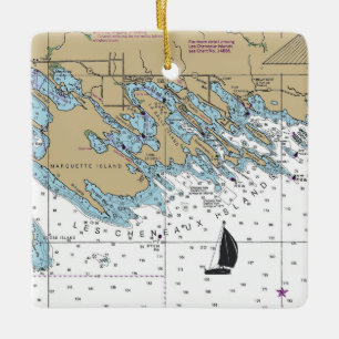Les Cheneaux Islands MI Chart Keramikornament