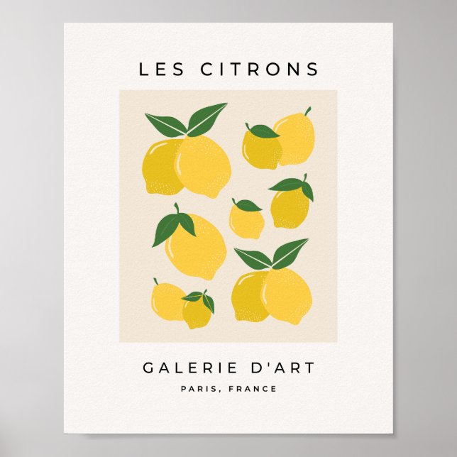 Les Citrons 01 Retro Lemon Abstrakte Zitronen Poster (Vorne)