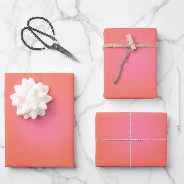 Les Couleurs 04 Neutral rosa und orange glänzend Geschenkpapier Set (Vorderseite)