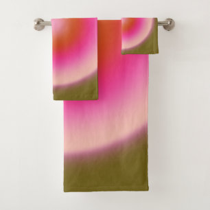 Les Couleurs 05 Farbverlauf Olive und Pink Aura Badhandtuch Set