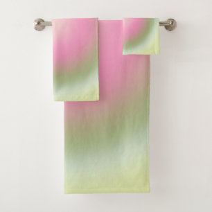 Les Couleurs 07 Farbverlauf Pink Und Grüne Aura Badhandtuch Set