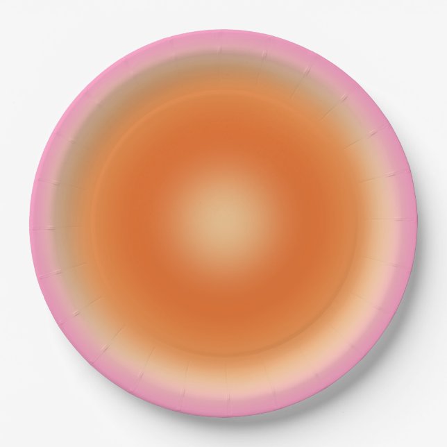 Les Couleurs 11 rosa und orange glänzend Pappteller (Vorderseite)