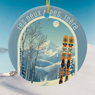 Les Deux Alpe, Isère Frankreich Ski-Souvenir Keramik Ornament