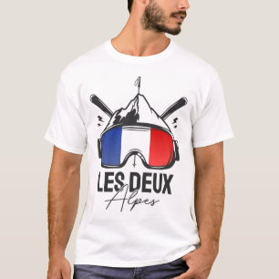 Les Deux Alpes France Ski Resort Retro Skifahren T-Shirt