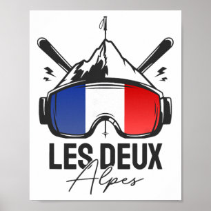 Les Deux Alpes Frankreich Skigebiet Retro Skifahre Poster