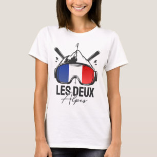 Les Deux Alpes Frankreich Skigebiet Retro Skifahre T-Shirt