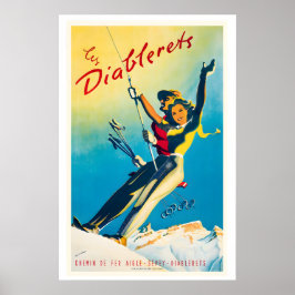Les Diablerets Schweiz Vintage-Skiplakat Poster
