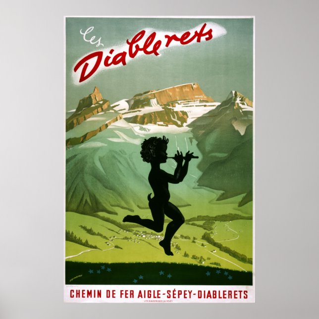 Les Diablerets, Schweiz, Vintage Travel Poster (Vorne)