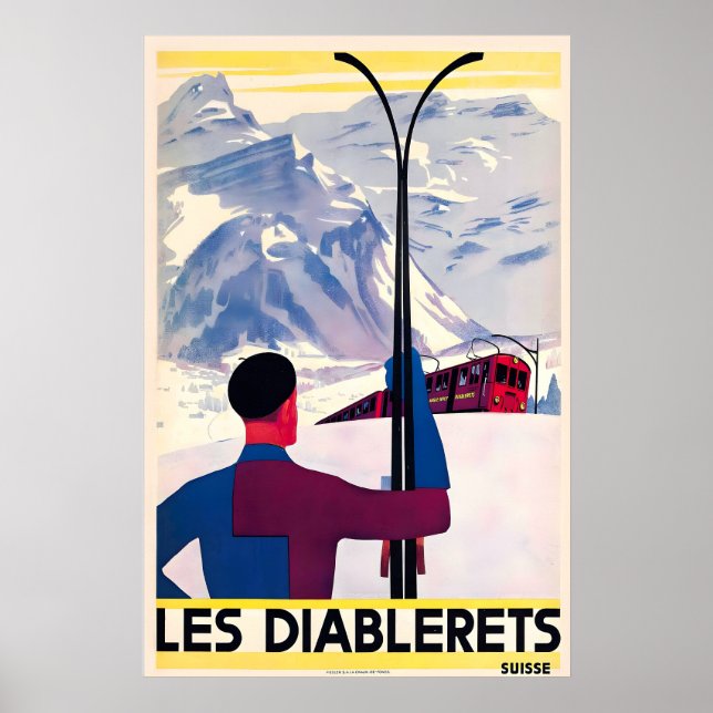 Les Diablerets Schweizer Alpen Schweiz Skigebiet V Poster (Vorne)