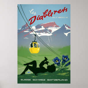 Les Diablerets,Switzerland, Vintage Travel Poster