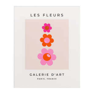 Les Fleurs 01 Retro Blume in Rosa und Orange Acryl Wandkunst