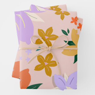 Les Fleurs 04 Retro farbenfrohe Floral Geschenkpapier Set