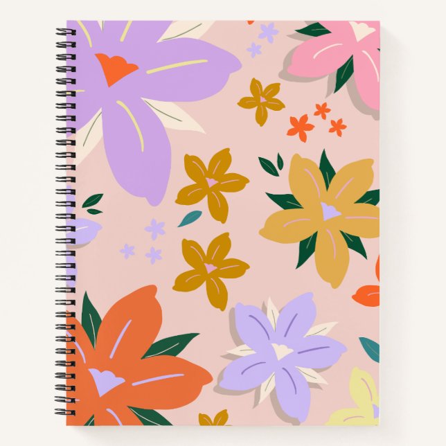 Les Fleurs 04 Retro farbenfrohe Floral Notizbuch (Vorderseite)