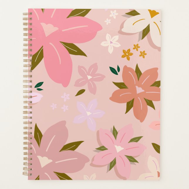 Les Fleurs 05 Blumenmuster Blush Pink Blume Planer (Vorderseite)