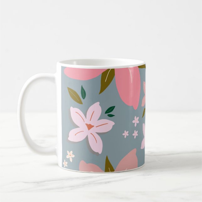 Les Fleurs 06 Blume Muster Blau und Blütenblau Kaffeetasse (Links)