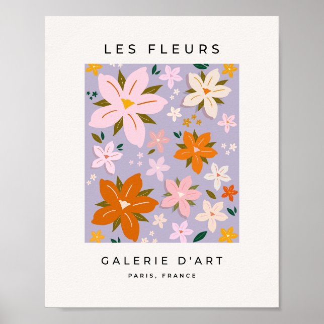 Les Fleurs 08 Retro Blume Lila Poster (Vorne)