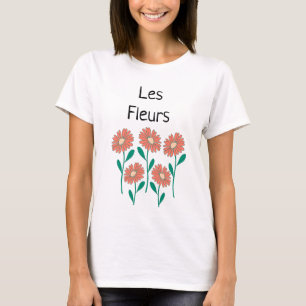 Les Fleurs Floral Pink Peach Green T-Shirt