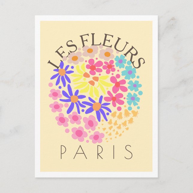 Les Fleurs Paris Colorful Postkarte (Vorderseite)