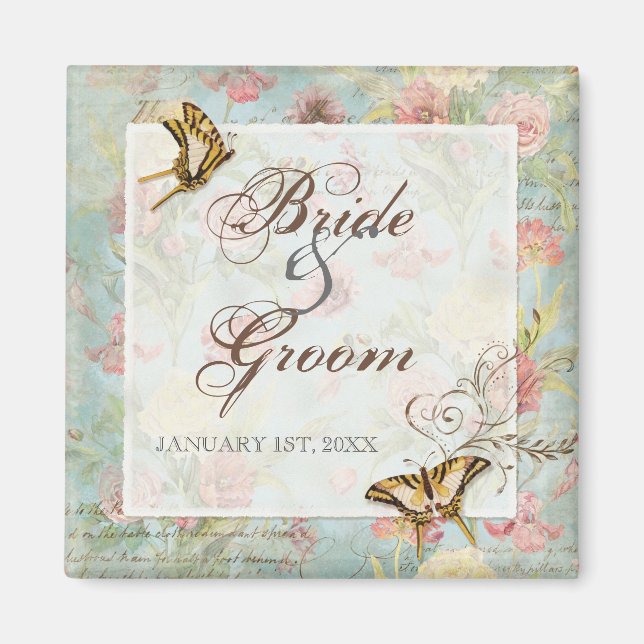 Les Fleurs Peony Rose Tulip Floral Blume Hochzeit Magnet (Vorne)