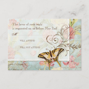 Les Fleurs Peony Rose Tulip Floral Blume Hochzeit RSVP Karte