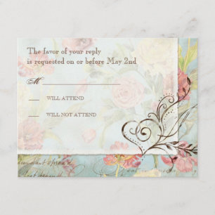 Les Fleurs Peony Rose Tulip Floral Blume Hochzeit RSVP Karte