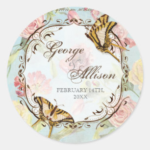 Les Fleurs Peony Rose Tulip Floral Blume Hochzeit Runder Aufkleber