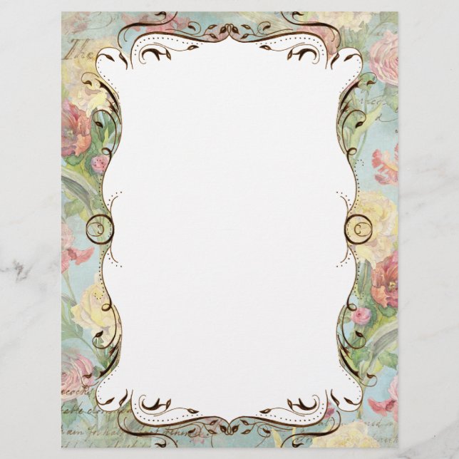 Les Fleurs Peony Rose Tulip Floral Stationery Pg 2 (Vorderseite)