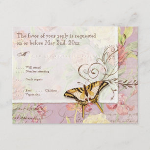 Les Fleurs Peony Rose Tulip Florale Blumen Hochzei RSVP Karte