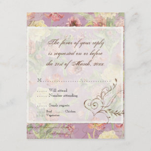Les Fleurs Peony Rose Tulip Florale Blumen Hochzei RSVP Karte