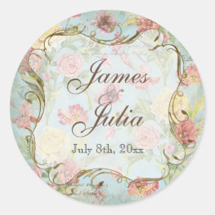 Les Fleurs Pfingstrose Rose Tulpe Blumen Hochzeit Runder Aufkleber