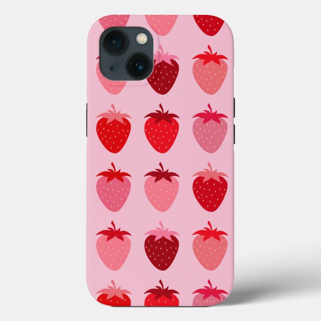 Les Fraises 01 Rosa und Rot Preppy Erdbeeren Case-Mate iPhone Hülle (Rückseite)