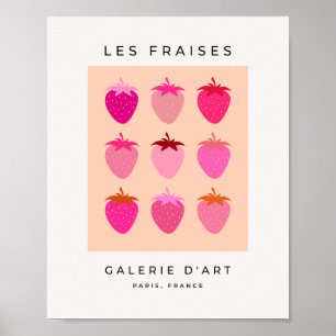 Les Fraises 02 Rosa und orange Preppy Erdbeeren Poster