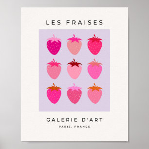 Les Fraises 03 Rosa und Lila Erdbeeren Früchte Poster