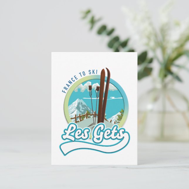 Les Gets france ski logo Postkarte (Stehend Vorderseite)