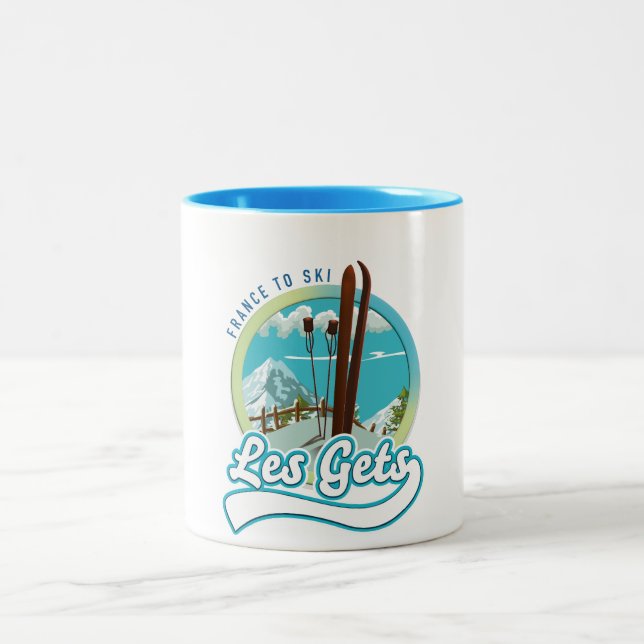 Les Gets france ski logo Zweifarbige Tasse (Mittel)