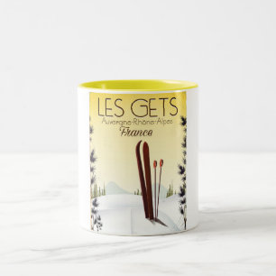 Les Gets Frankreich Ski Reiseplakat Zweifarbige Tasse