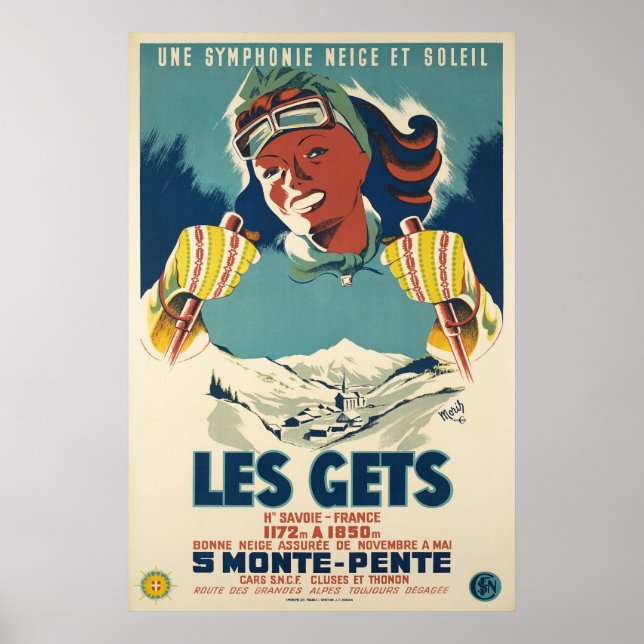 Les Gets, Savoie, Frankreich, Skiposter Poster (Vorne)