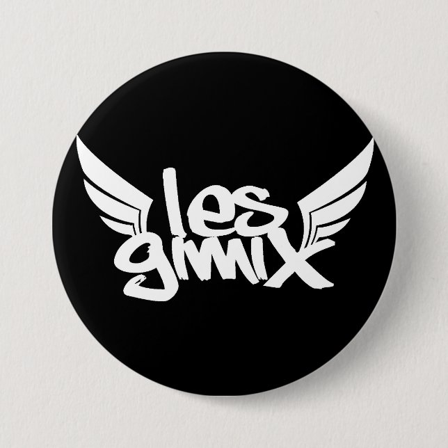 Les Gimix schwarzer Logo-Knopf Button (Vorderseite)