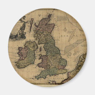 Les Inseln Britanniques, Karte 1700's Magnet