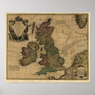 Les Isles Britanniques, 1700er Karte - Maßgeschnei Poster