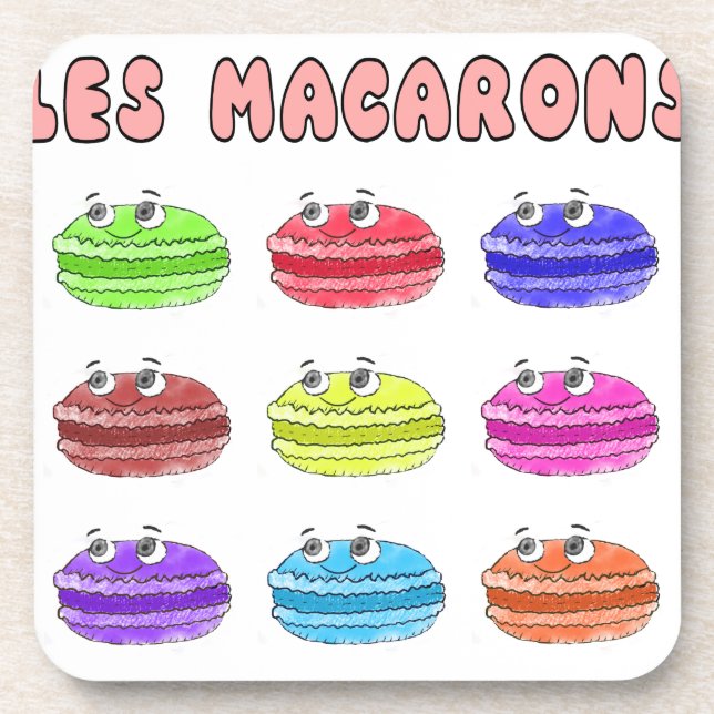 Les Macarons Niedlich Cartoon Getränkeuntersetzer (Vorderseite)