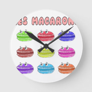 Les Macarons Niedlich Cartoon Runde Wanduhr