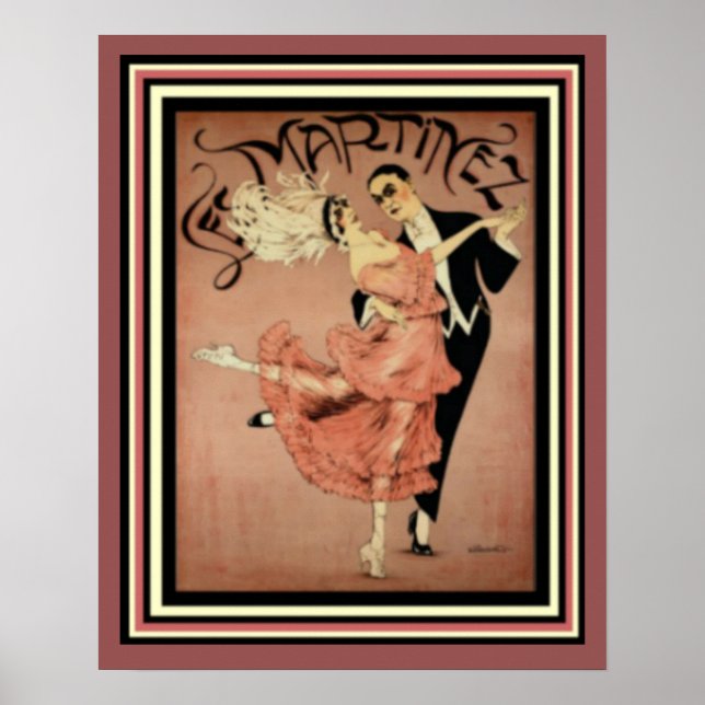 Les Martinez Art Deco Reiseplakat 16 x 20 Poster (Vorne)