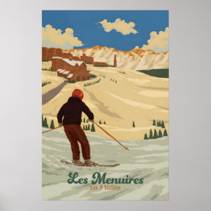 Les Menuires Skigebiet Reiseplakat Poster