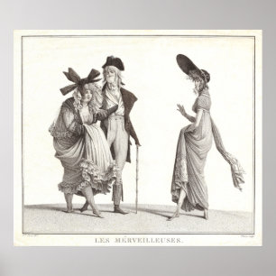 Les Merveilleuses Antique French Fashion Print Poster