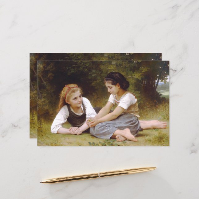 Les Noisettes: Junge Mädchen sammeln Haselnüsse (Vorderseite/Rückseite Beispiel)